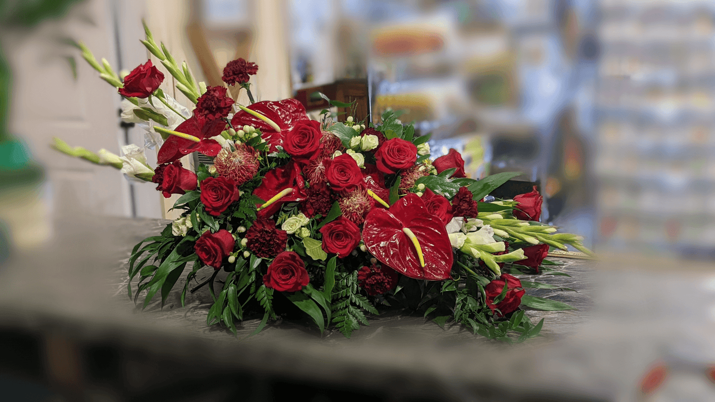 Casket Spray
A Casket Spray to honor your loved one. Please include desired colors and flowers and I will design you a beautiful tribute. Sprays will be made with Biodegradable mechanics.Some flowers or colors may not be available for same day orders.
Funeral
FloralsbyHeidiCatherine