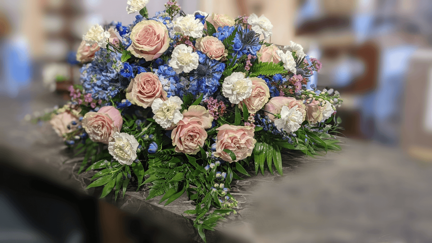 Casket Spray
A Casket Spray to honor your loved one. Please include desired colors and flowers and I will design you a beautiful tribute. Sprays will be made with Biodegradable mechanics.Some flowers or colors may not be available for same day orders.
Funeral
FloralsbyHeidiCatherine